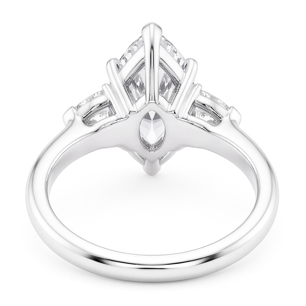 3 Stone Ring Old Cut Marquise Natural Earth Mined Diamond ( Not Lab Grown ) & Tapered Baguettes 5.25 Carats