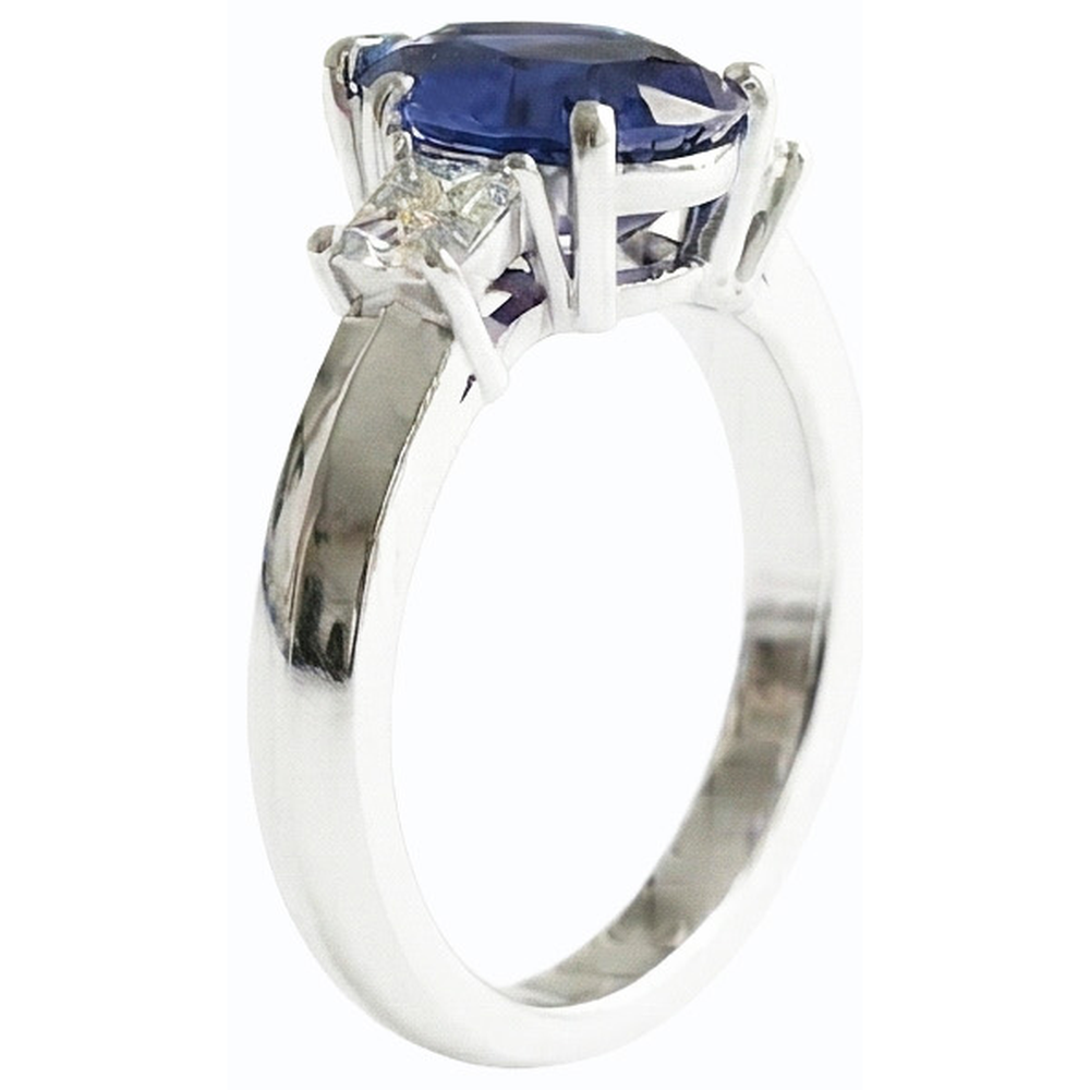 natural princess sapphire 3ct ring profile view