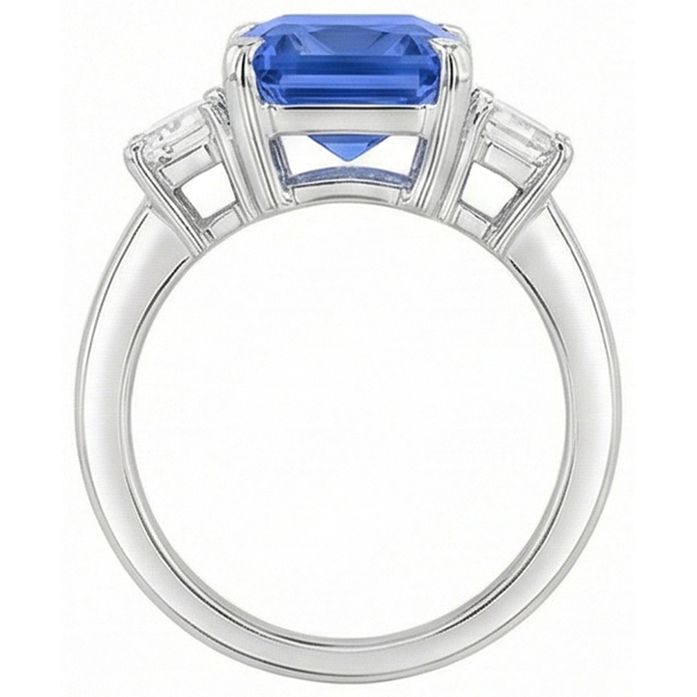 3 Stone Ring Radiant Sapphire & Emerald Natural Earth Mined Diamond ( Not Lab Grown ) Jewelry 4 Carats