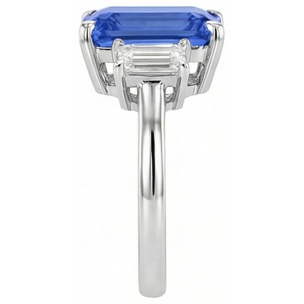 3 Stone Ring Radiant Sapphire & Emerald Natural Earth Mined Diamond ( Not Lab Grown ) Jewelry 4 Carats