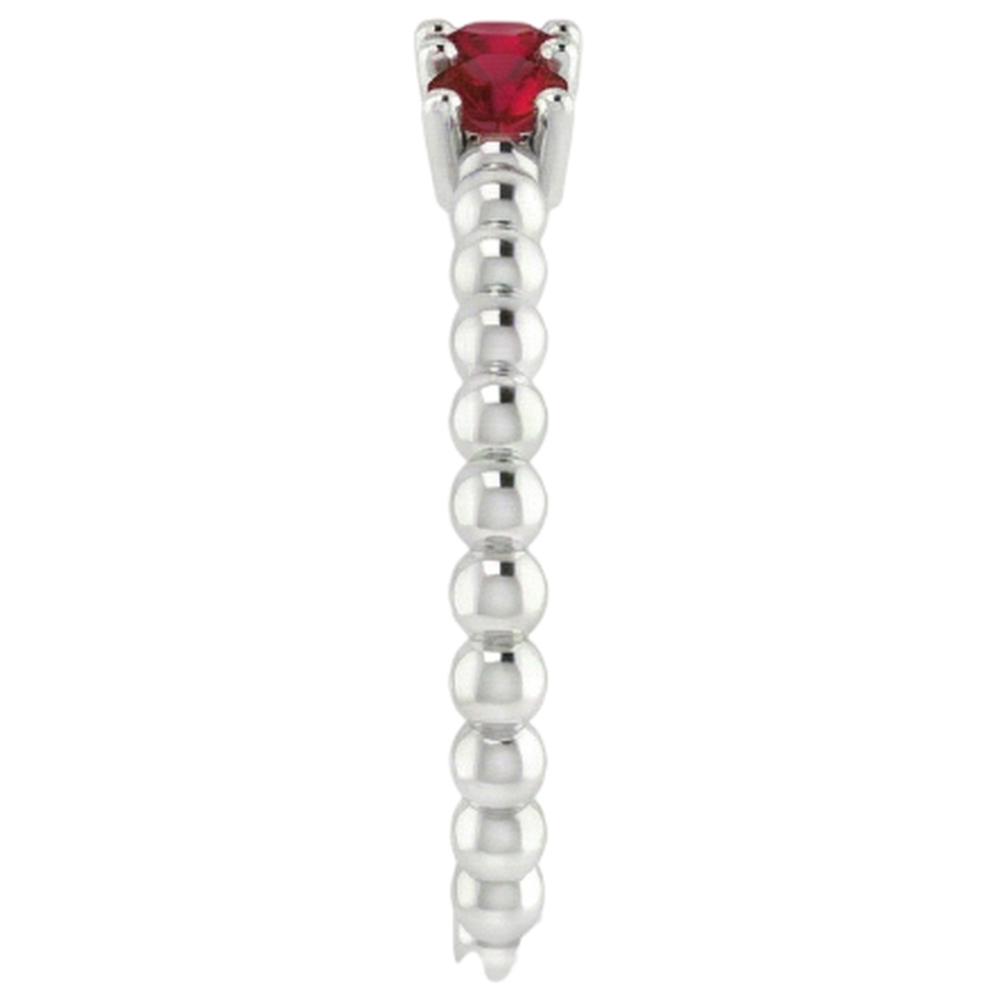 3 Stone Ring Round Burmese Rubies 0.75 Carats Beaded Jewelry New