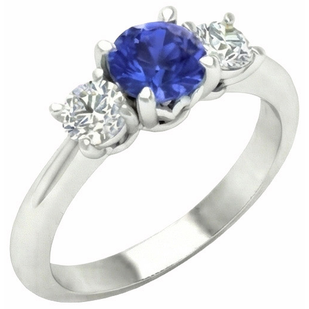natural round sapphire 5ct ring front view