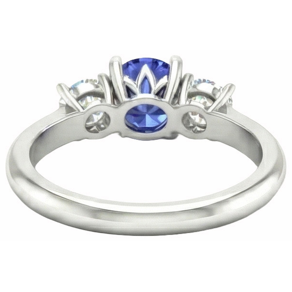 natural round sapphire 5ct ring profile view