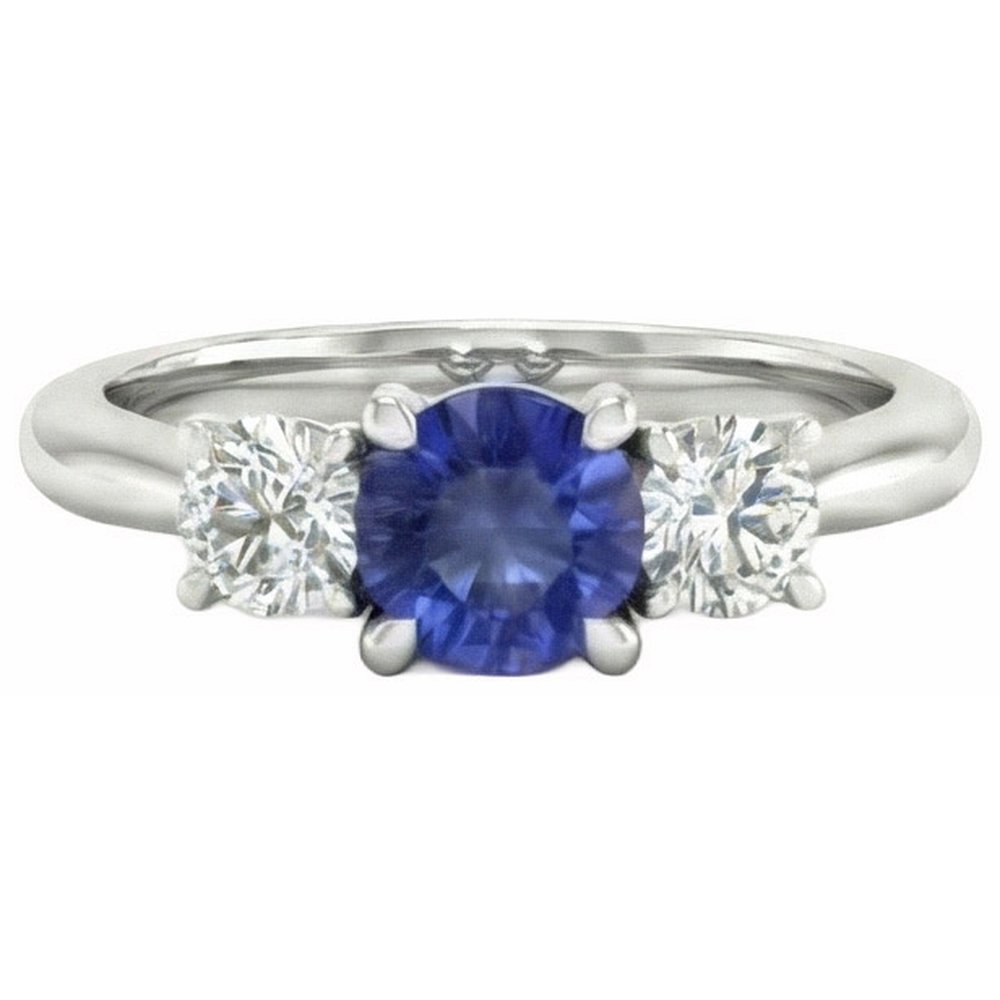 natural round sapphire 5ct ring side angle