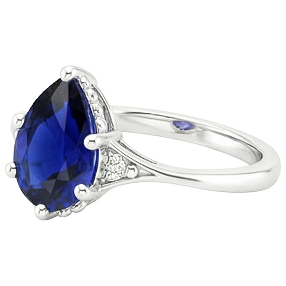 natural round sapphire 3.25ct ring top view