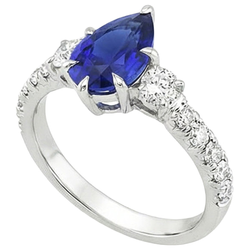 Natural Sapphire Ring 3.50ct - White Gold 14K