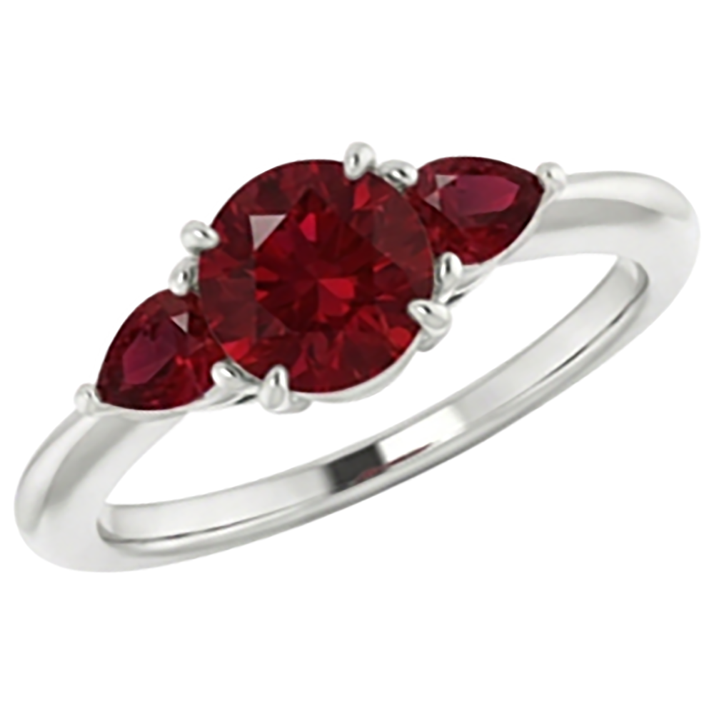 natural round ruby 1.50ct ring top view