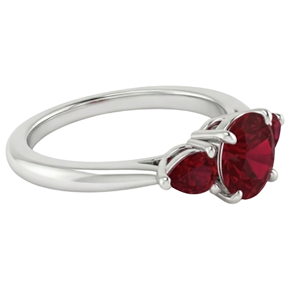 natural round ruby 1.50ct ring profile view