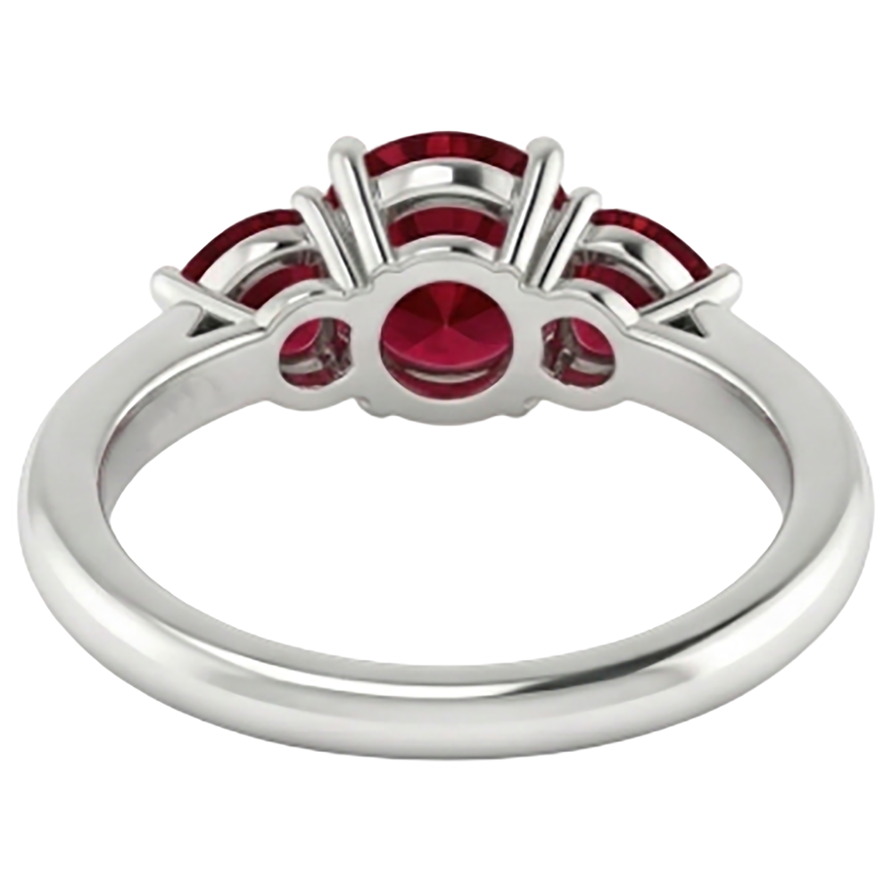 natural round ruby 1.50ct ring on white background