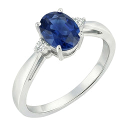 Natural Sapphire Ring 3.20ct - White Gold 14K