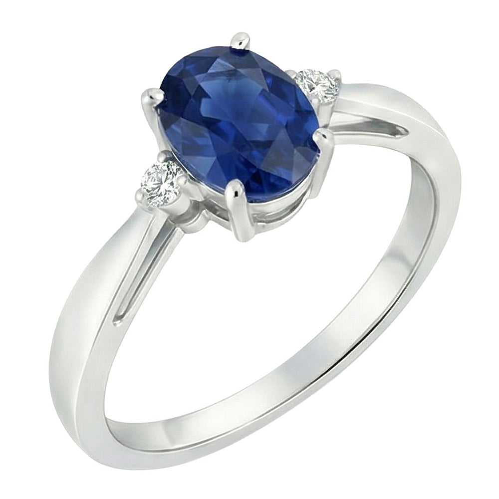 natural round sapphire 3.20ct ring front view