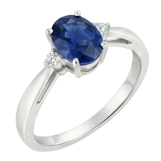 natural round sapphire 3.20ct ring front view