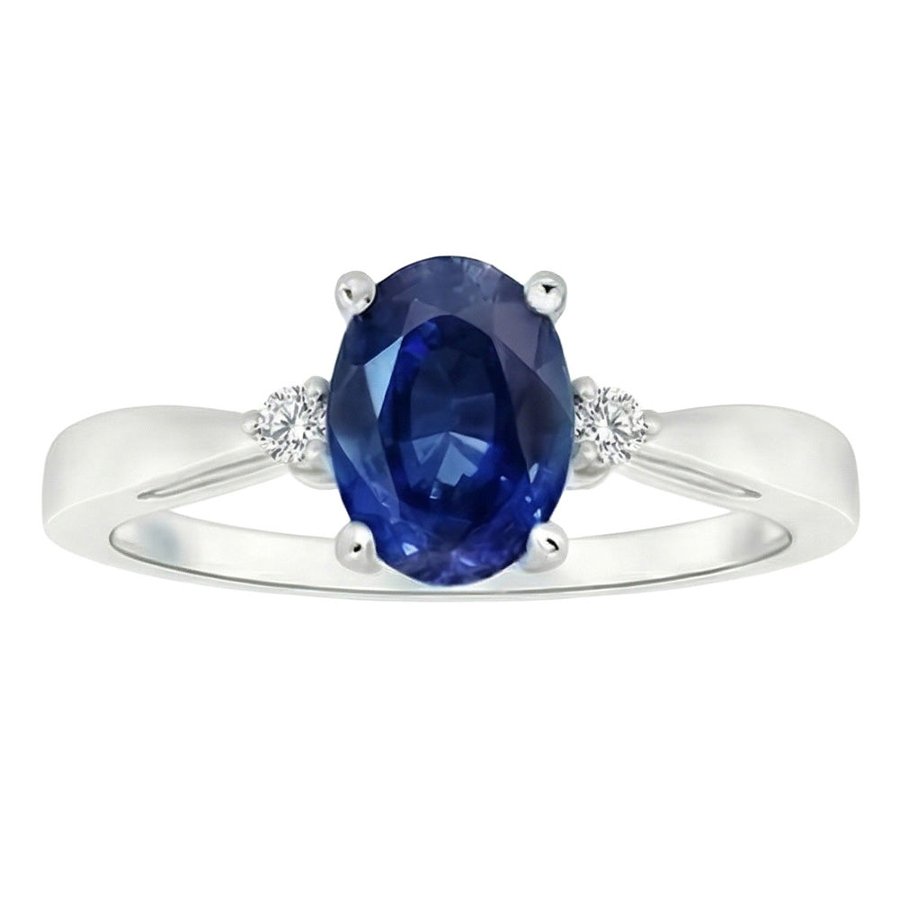 natural round sapphire 3.20ct ring close up detail