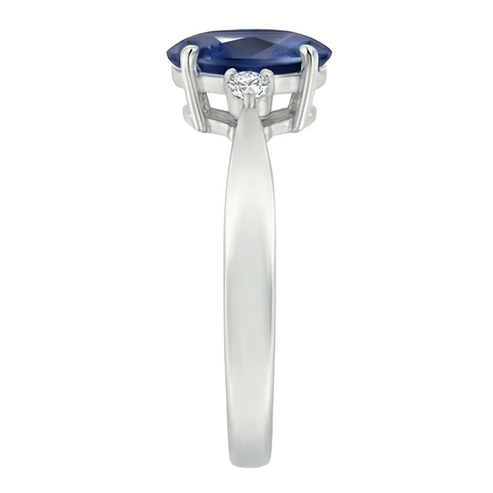 natural round sapphire 3.20ct ring top view