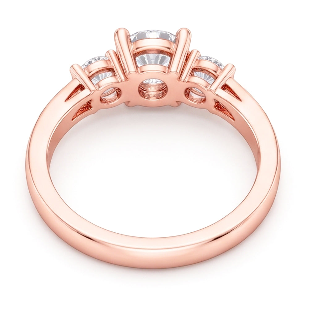 3 Stone Style 2.80 Carats Real Natural Earth Mined Diamond ( Not Lab Grown )s Wedding Ring Rose Gold 14K