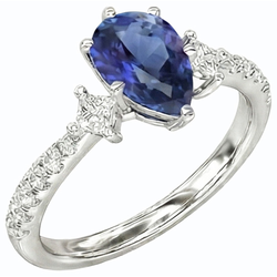 Natural Sapphire Ring 2.50ct - White Gold 14K