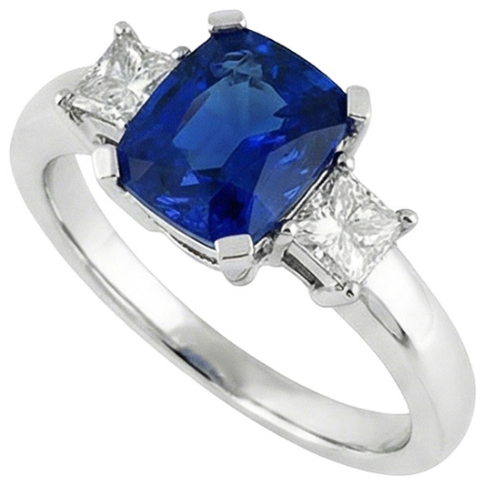 natural princess sapphire 4ct ring front view
