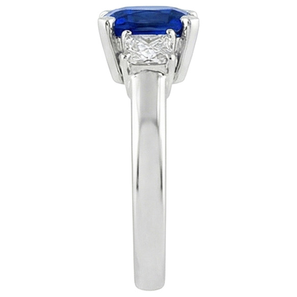 natural princess sapphire 4ct ring profile view