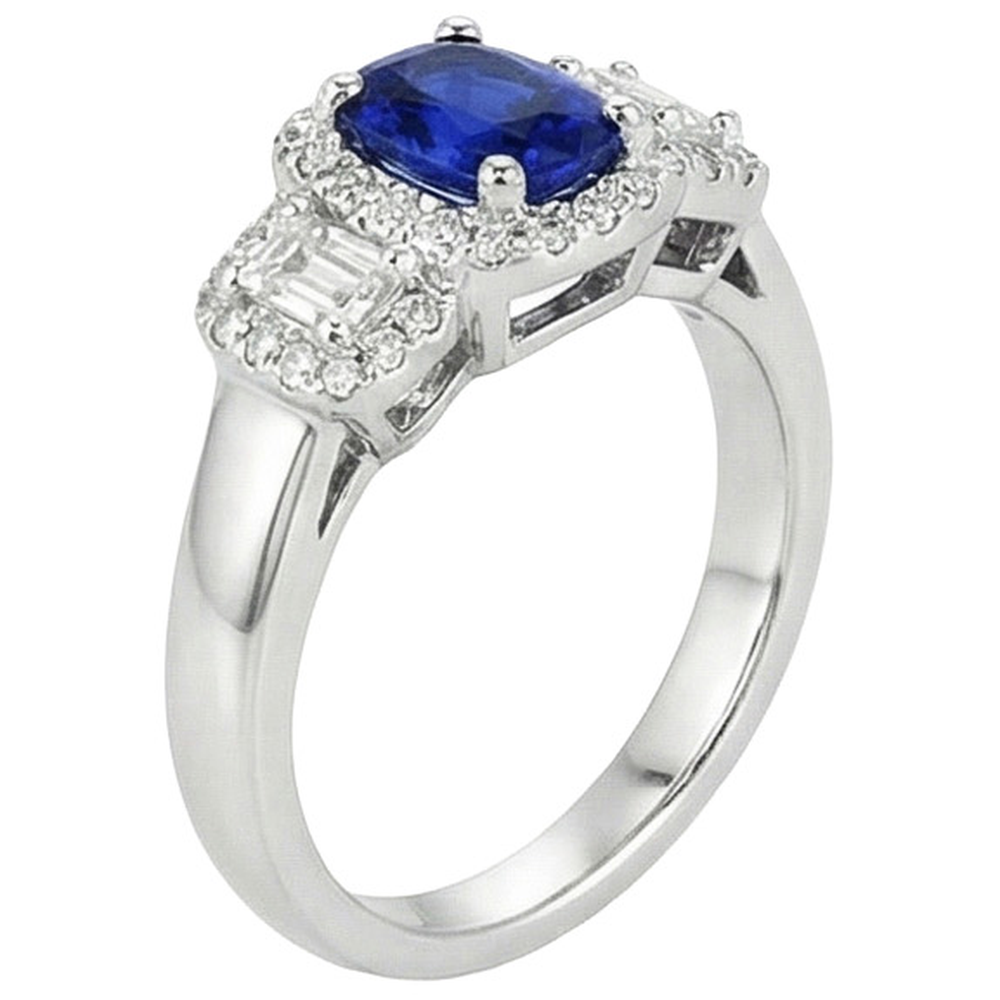 natural round sapphire 3.50ct ring close up detail