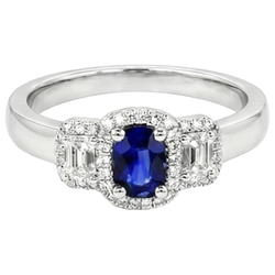 Natural Sapphire Ring 3.50ct - White Gold 14K