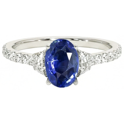 Natural Sapphire Ring 6.75ct - White Gold 14K