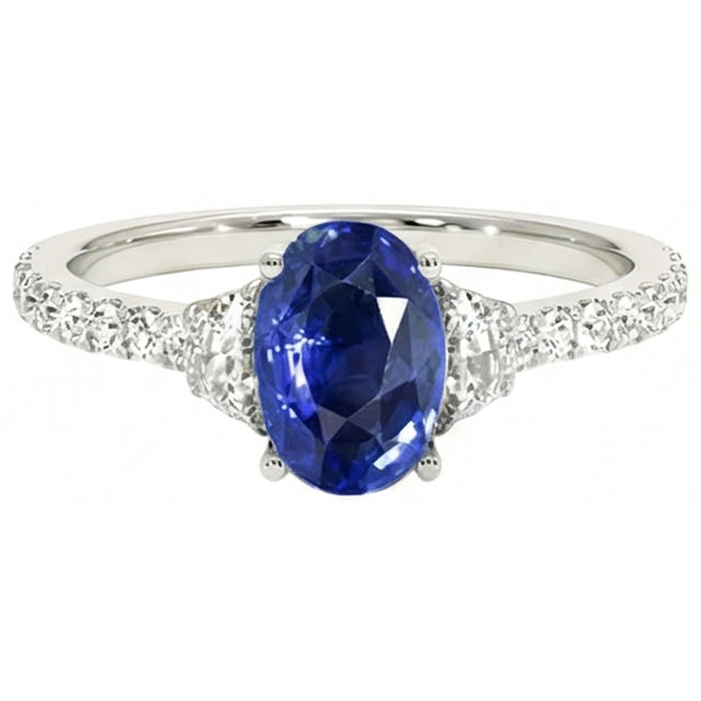 natural round sapphire 6.75ct ring front view