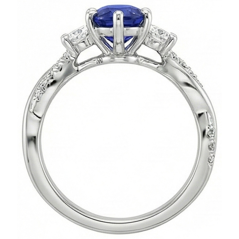 natural round sapphire 6ct ring on white background