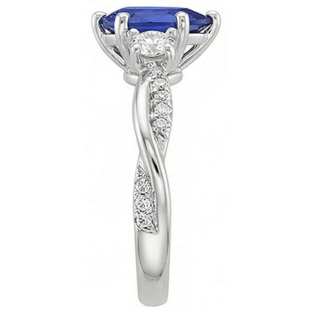 natural round sapphire 6ct ring profile view