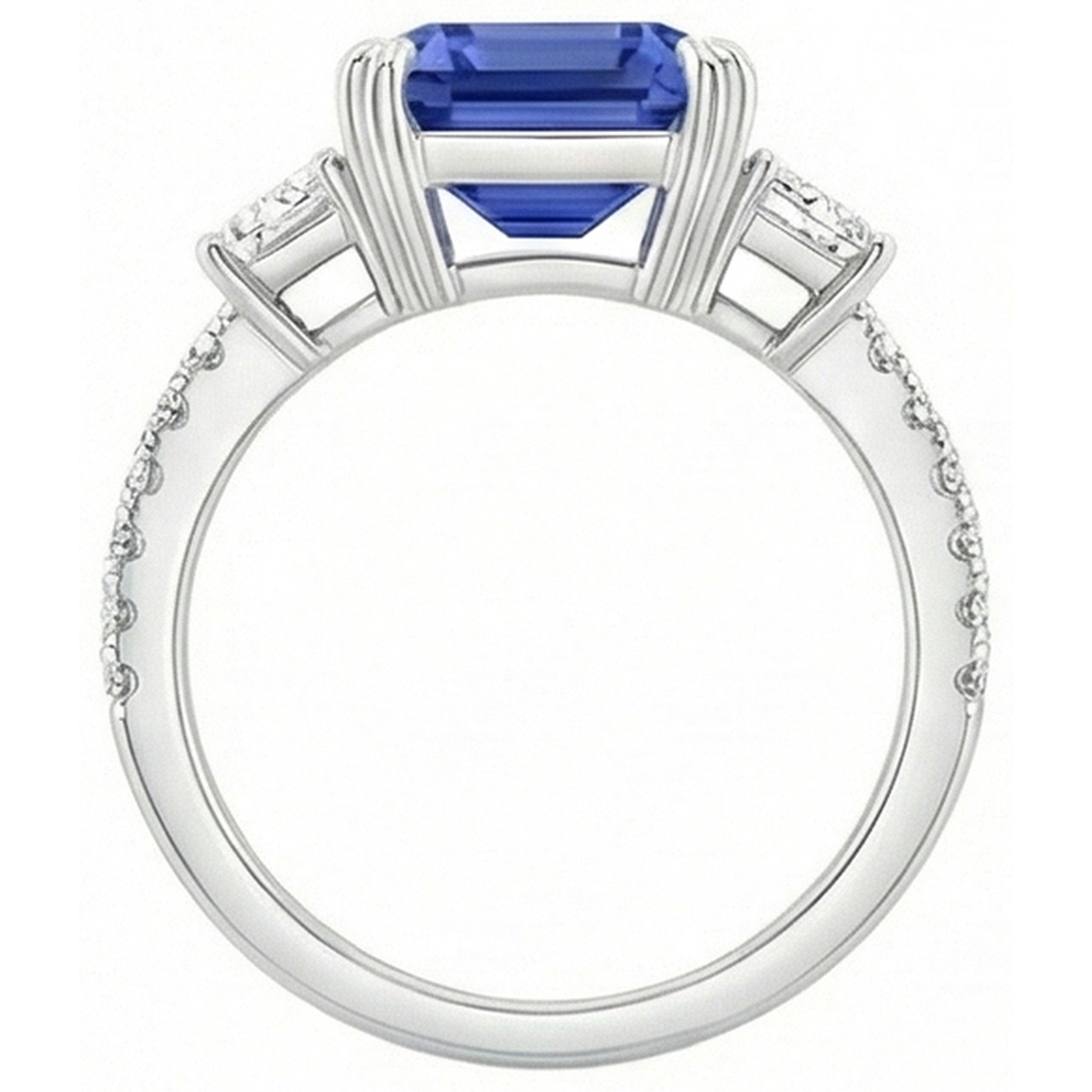 natural emerald sapphire 11.50ct ring on white background