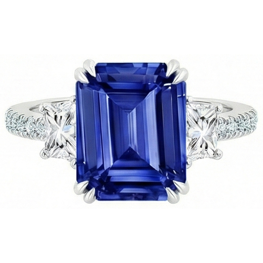 Lab Grown Sapphire Ring 11.50ct - White Gold 14K