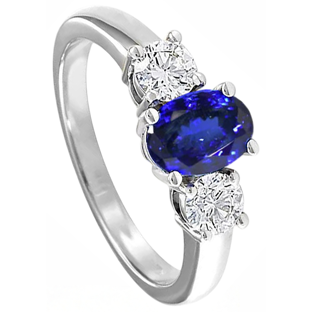 3 Stone Tanzanite And Natural Earth Mined Diamond ( Not Lab Grown )s 5.50 Carats Wedding Ring Gold 14K
