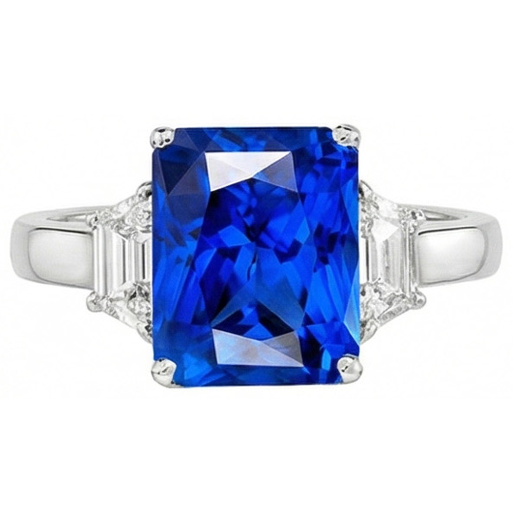 natural radiant sapphire 4ct ring side angle