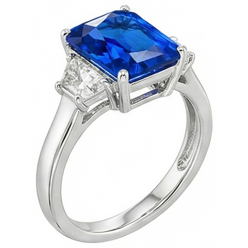 natural radiant sapphire 4ct ring top view