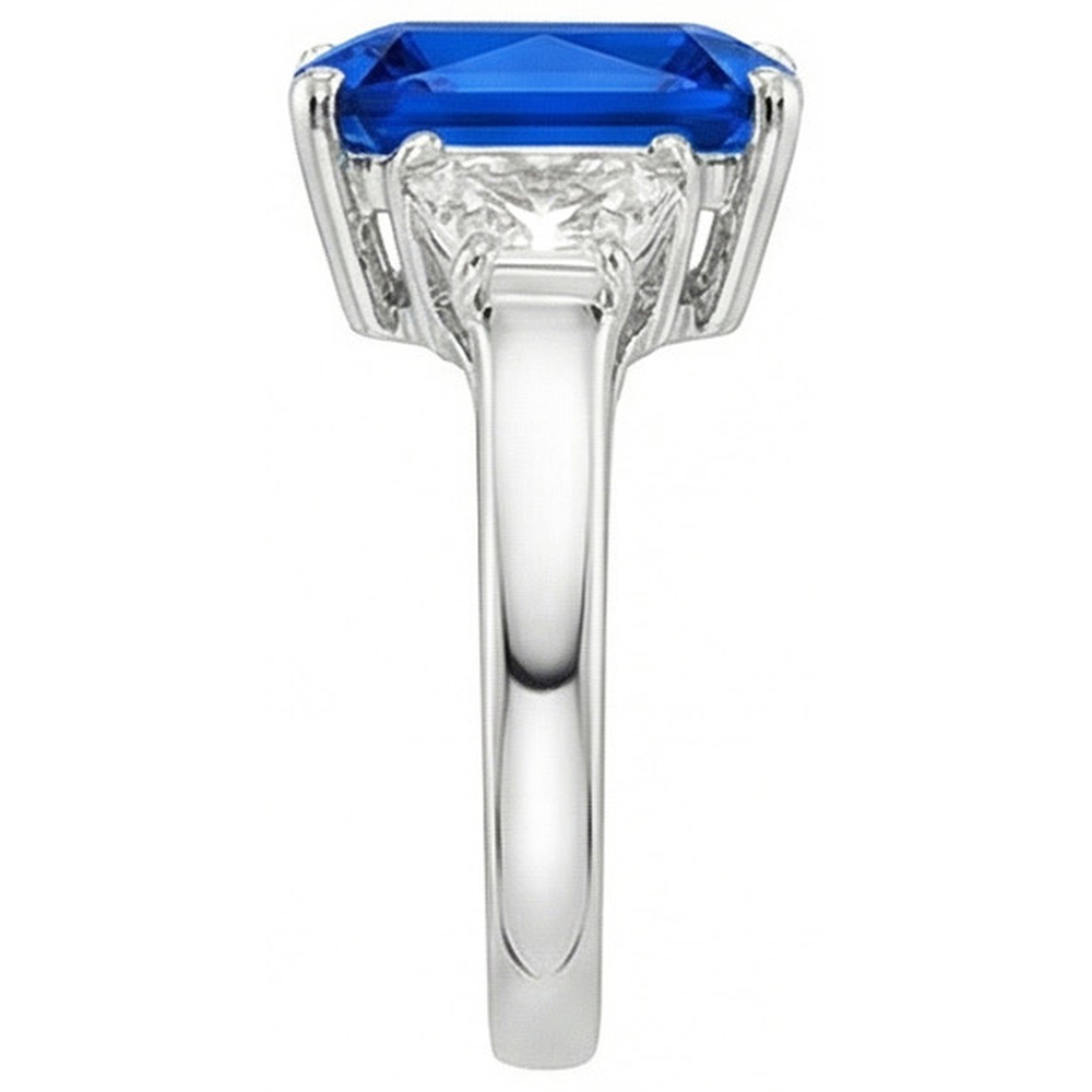 natural radiant sapphire 4ct ring profile view