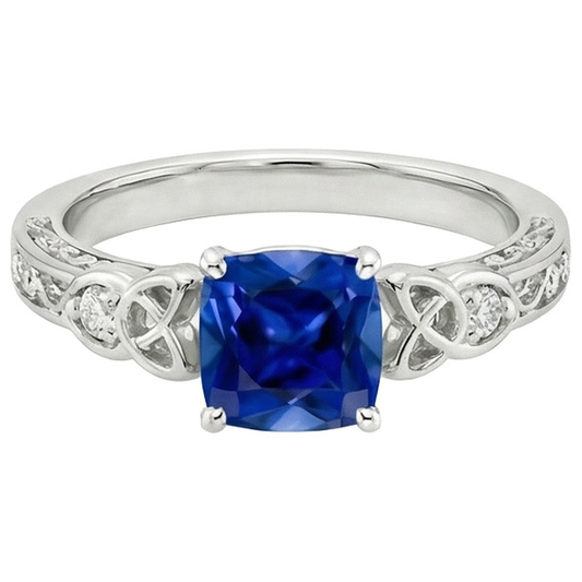 natural round sapphire 2.50ct ring close up detail