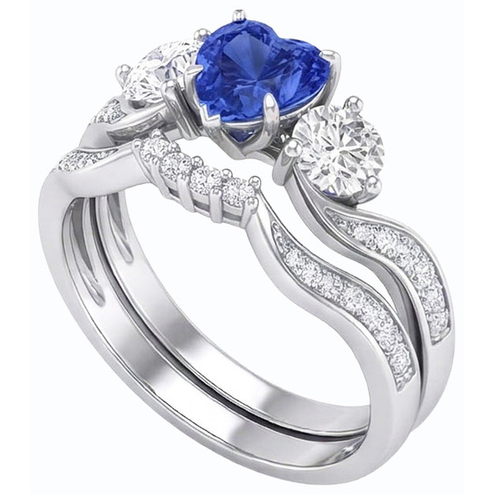 natural round sapphire 3ct ring top view