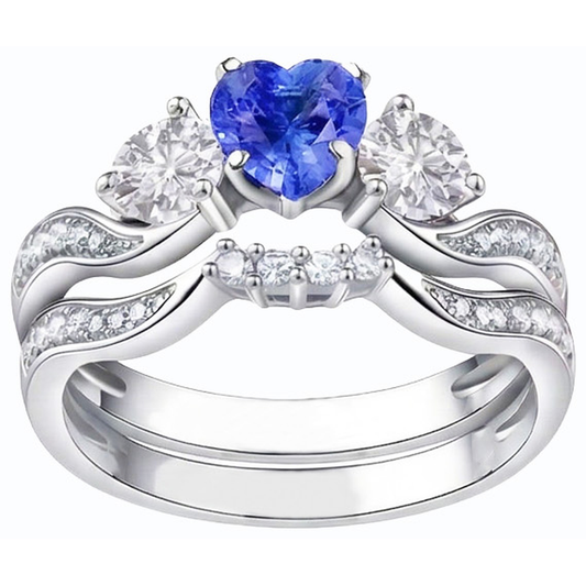 natural round sapphire 3ct ring front view