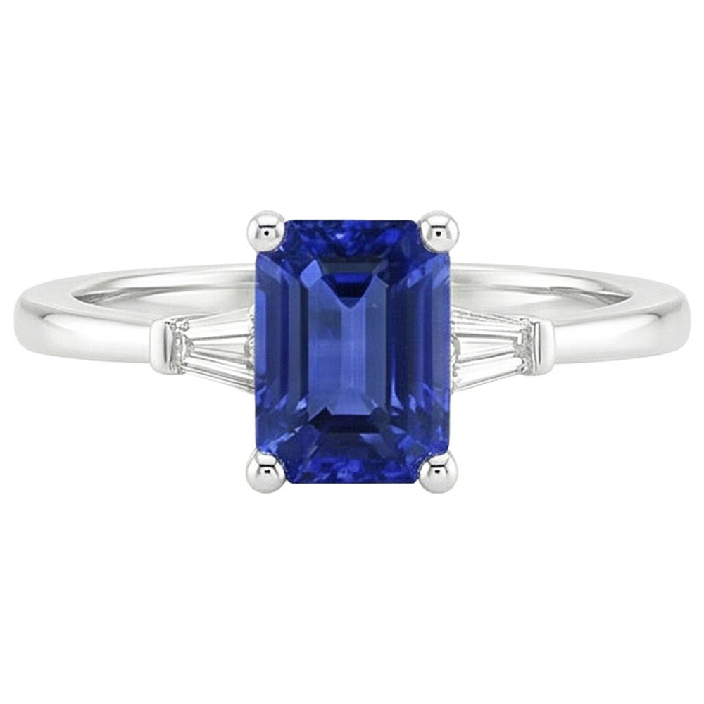 natural emerald sapphire 3.50ct ring profile view