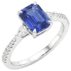 Natural Sapphire Ring 4.50ct - White Gold 14K