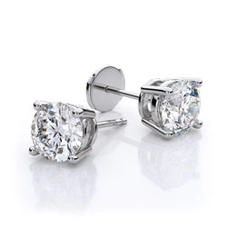 3.00 Carat Real Diamond Studs Earrings White Gold 14K