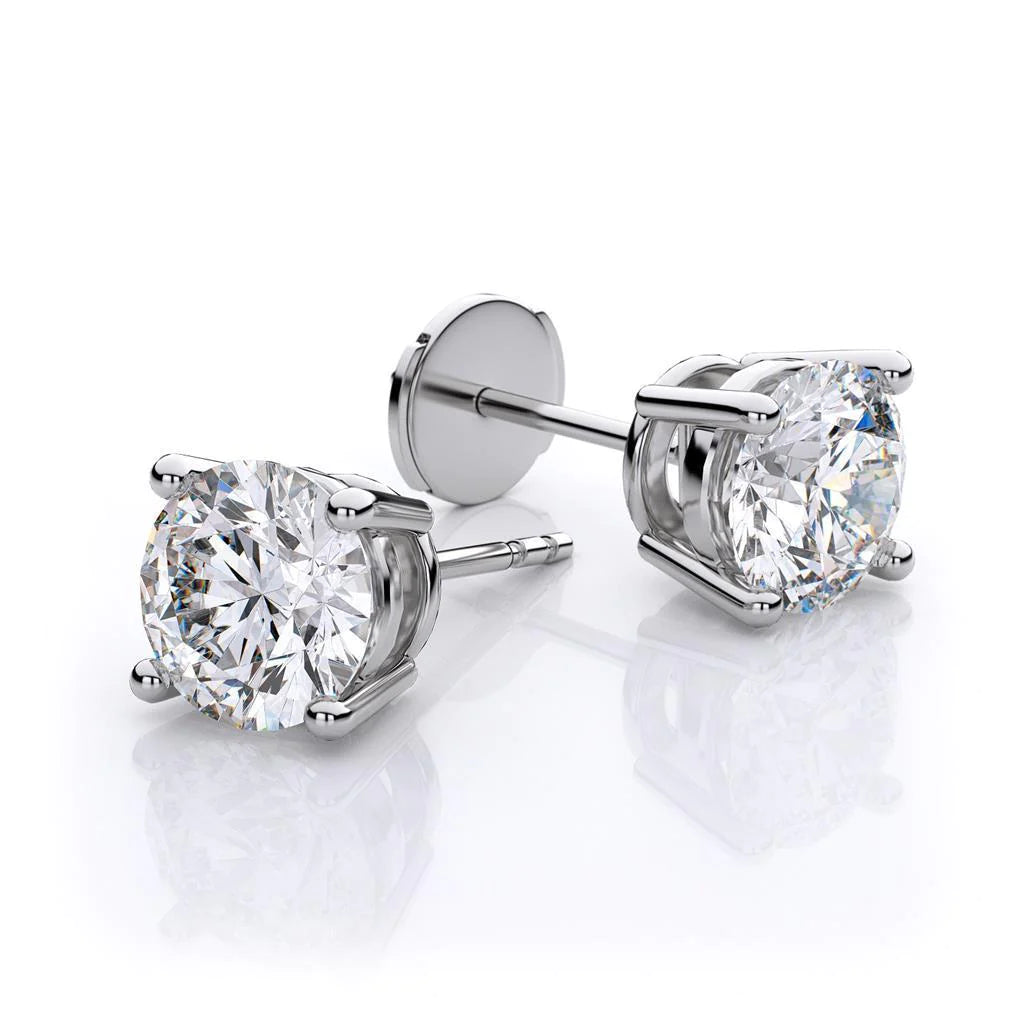 3.00 Carat Real Diamond Studs Earrings White Gold 14K