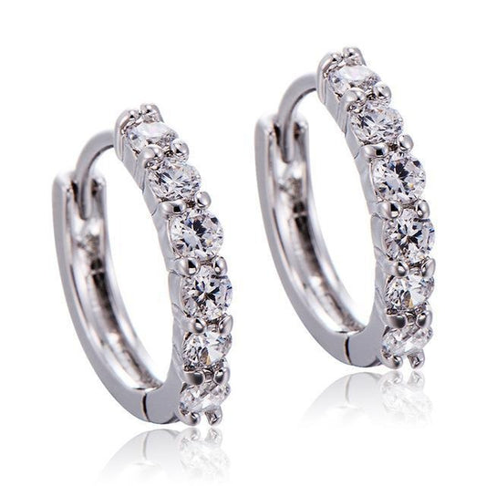 3.00 Carats Brilliant Cut Real Diamonds Ladies Hoop Earrings 14K Gold - Hoop Earrings-harrychadent.ca