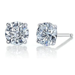 3.00 Carats Genuine Diamonds Studs Earrings 14K White Gold New