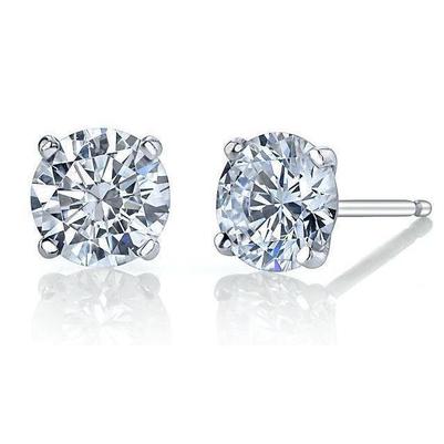 3.00 Carats Genuine Diamonds Studs Earrings 14K White Gold New