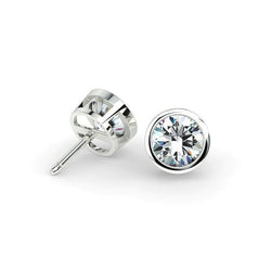 3.00 Carats Natural Diamonds Lady Stud Earrings 14K White Gold