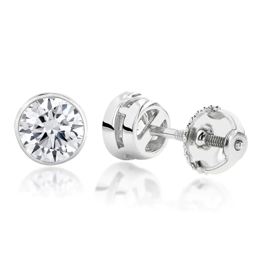 3.00 Carats Natural Diamonds Studs Earrings White Gold 14K