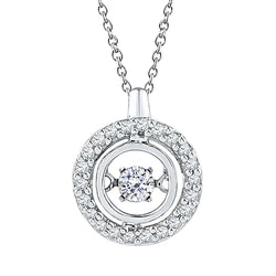 3.00 Carats Real Diamond Circle Pendant Necklace White Gold 14K