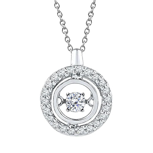 3.00 Carats Real Diamond Circle Pendant Necklace White Gold 14K