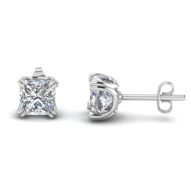 3.00 Carats Real Diamond Studs Women Earrings White Gold 14K