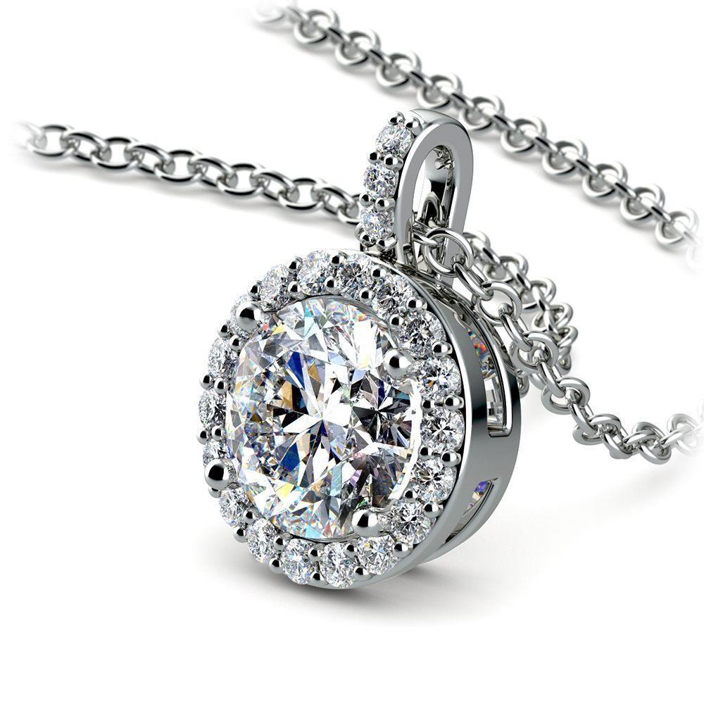 3.00 Ct. Round Cut Sparkling Natural Diamonds Pendant Necklace Gold White